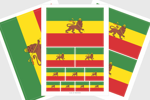 Rastafari Flag Sticker, Weatherproof Vinyl Rastafarian Flag Stickers