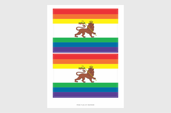 Rastafari LGBTQ Pride Flag Sticker, Weatherproof Vinyl Pride Flag Stickers