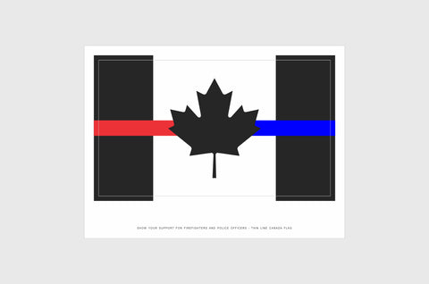 Canada Red & Blue Line Flag Sticker, Weatherproof Vinyl Canada Flag Sticker