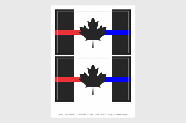 Canada Red & Blue Line Flag Sticker, Weatherproof Vinyl Canada Flag Sticker