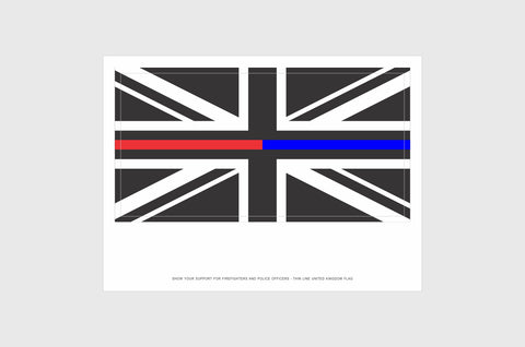 UK Thin Red and Blue Line Flag Stickers