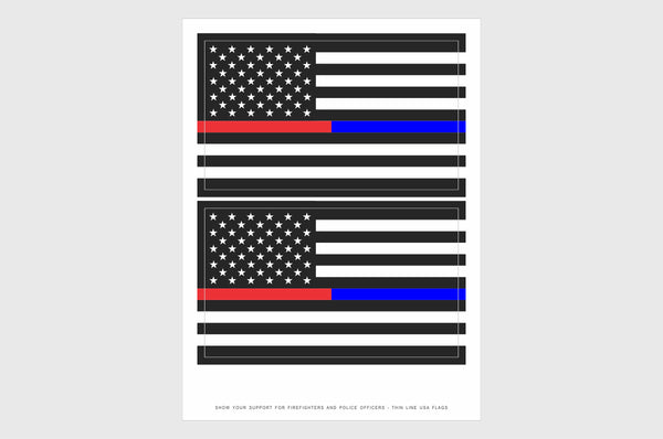 United States, USA Thin Red Blue Line Flag Stickers