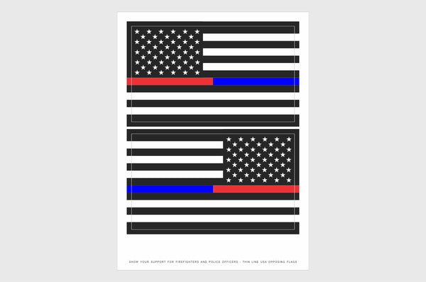 USA Red and Blue Line Opposing and Reverse, Left And Right Side Flag Stickers, Weatherproof USA Flag Stickers
