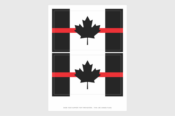 Canada Thin Red Line Flag Firefighter Stickers.