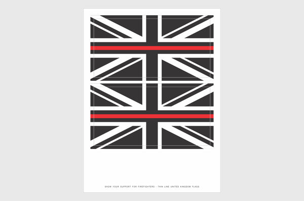 UK Red Line Flag Sticker, Weatherproof Vinyl Flag Stickers