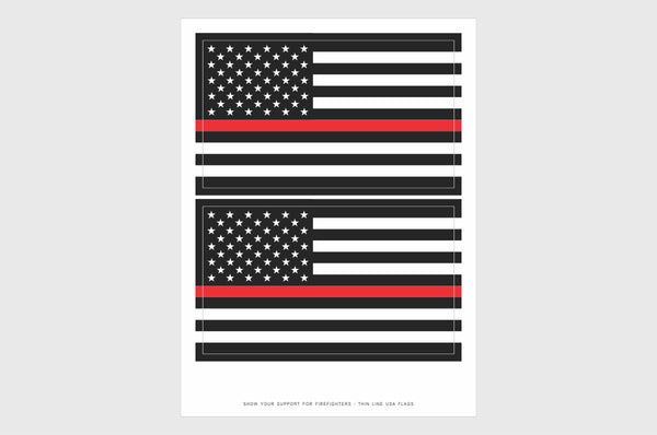 USA Red Line Flag Stickers, Weatherproof USA Flag Stickers
