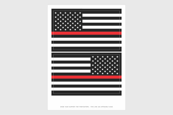 United States, USA Thin Red Line Opposing Direction Flag Stickers