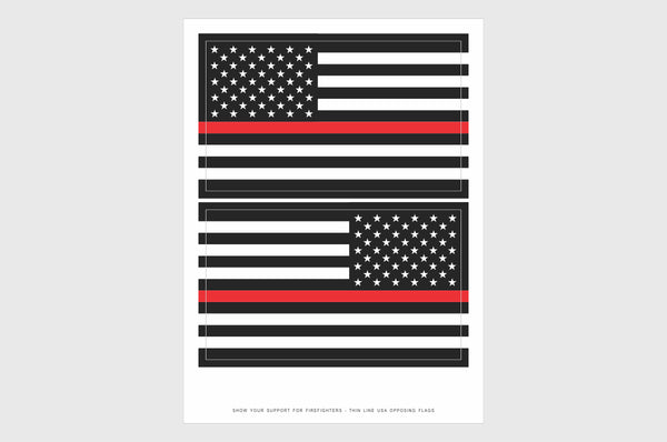 USA Red Line Opposing and Reverse, Left And Right Side Flag Stickers, Weatherproof USA Flag Stickers