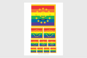 Rhode Island LGBT Gay Pride Flag Sticker, Weatherproof Vinyl Rhode Island LGBT Pride Flag Stickers