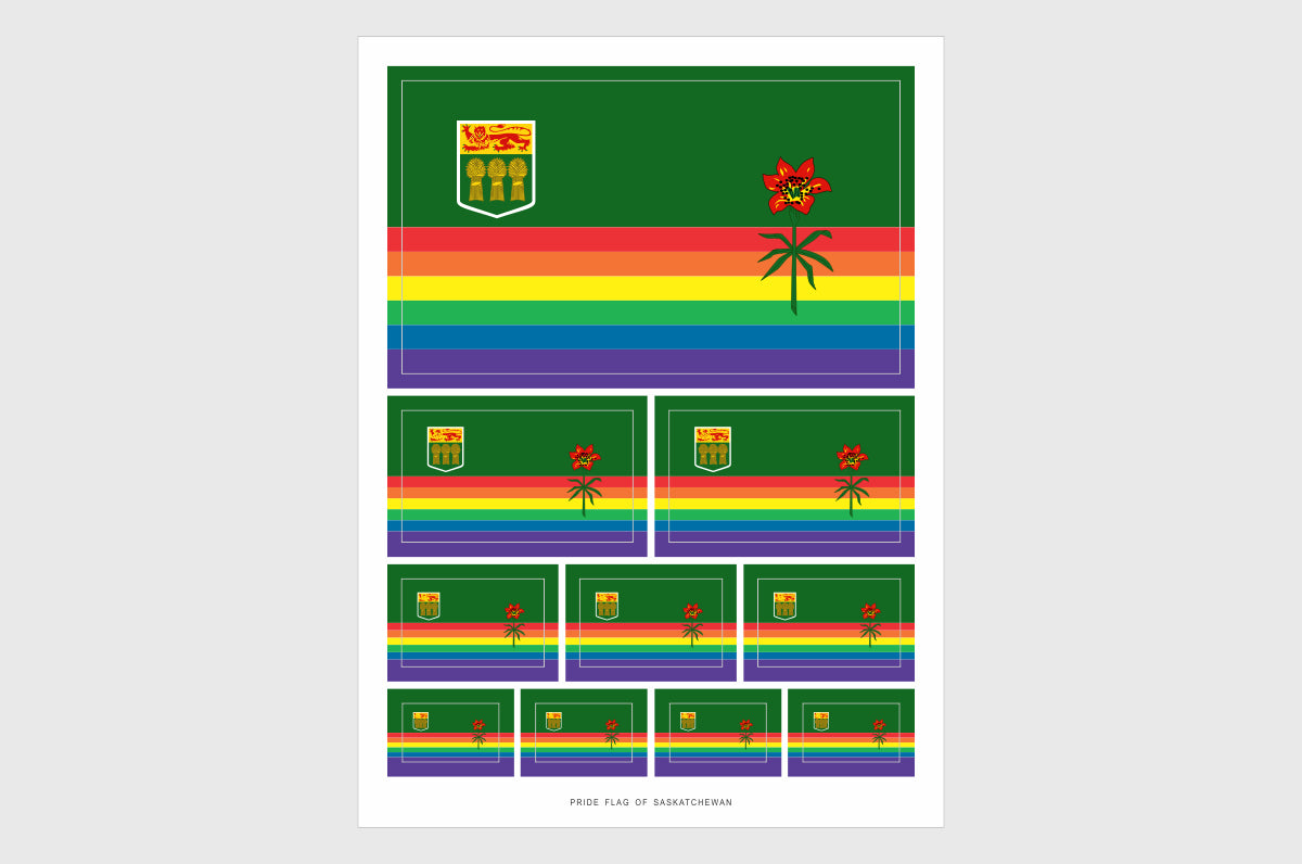 Saskatchewan LGBTQ Pride Flag Sticker, Weatherproof Vinyl Pride Flag Stickers