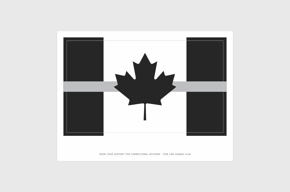 Canada Silver Line Flag Sticker, Weatherproof Vinyl Canada Flag Sticker