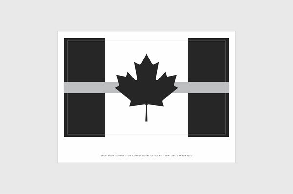 Canada Silver Line Flag Sticker, Weatherproof Vinyl Canada Flag Sticker