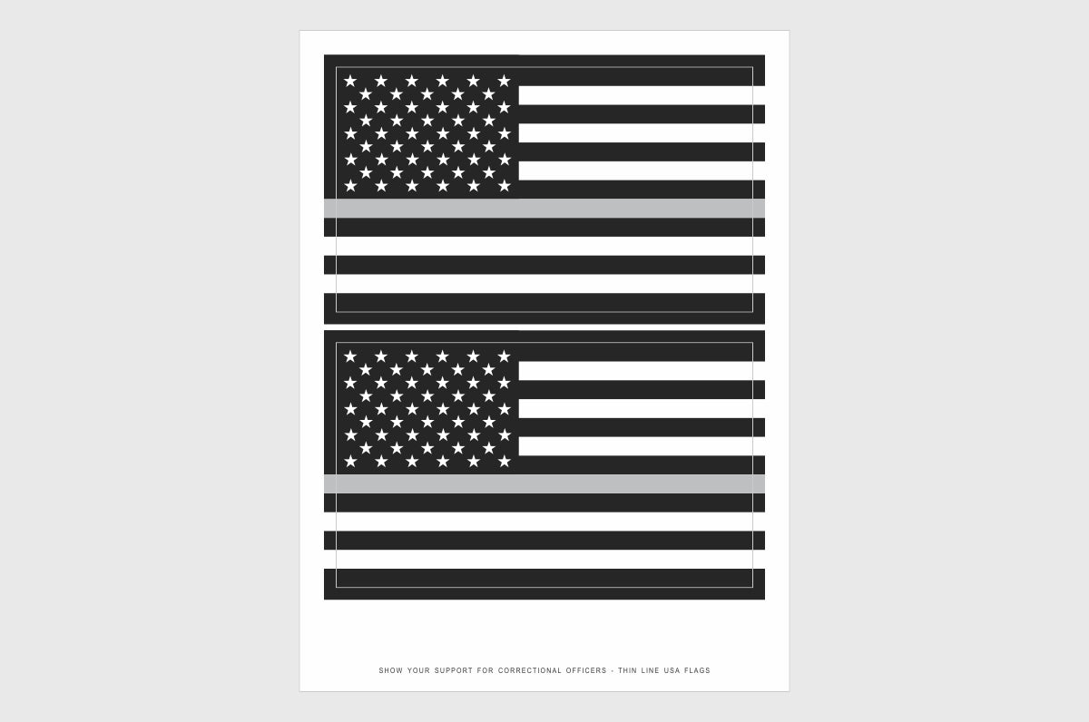 United States, USA Thin Silver Line Flag Stickers