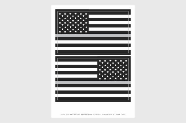 USA Silver Line Opposing and Reverse, Left And Right Side Flag Stickers, Weatherproof USA Flag Stickers