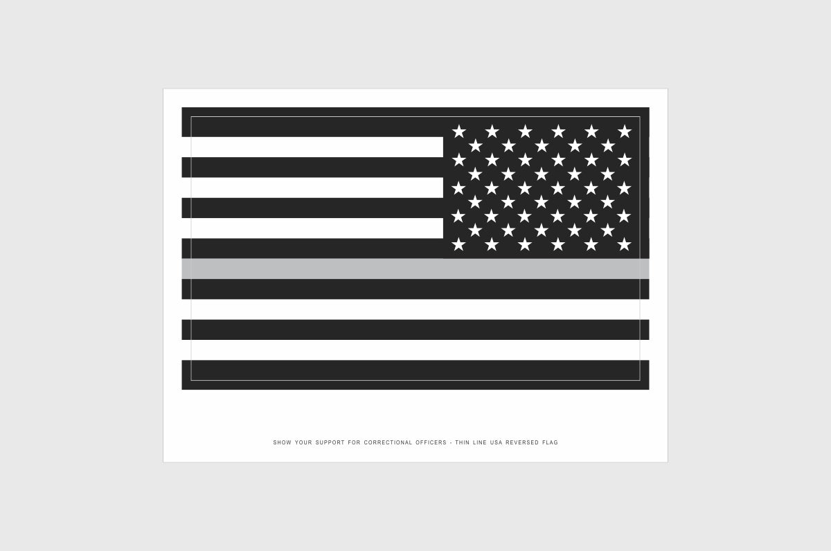 United States, USA Thin Silver Line Opposing Direction Flag Stickers