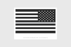 United States, USA Thin Silver Line Opposing Direction Flag Stickers