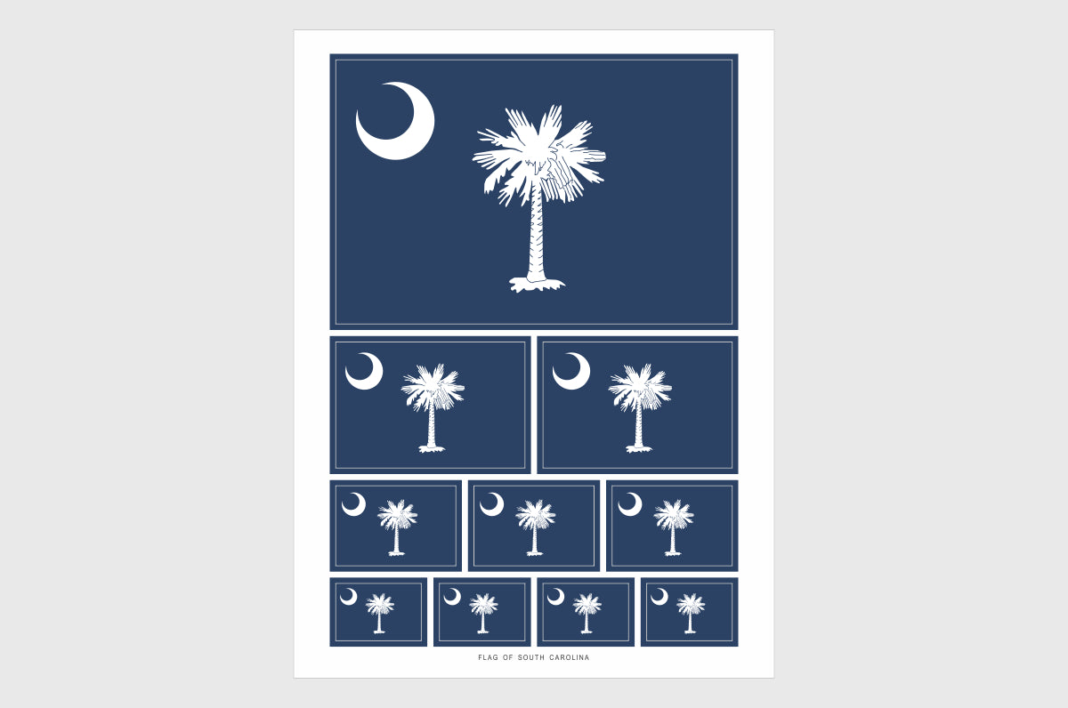 South Carolina Flag Sticker, Weatherproof Vinyl South Carolina Flag Stickers