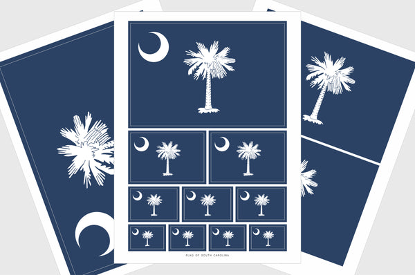 South Carolina Flag Sticker, Weatherproof Vinyl South Carolina Flag Stickers
