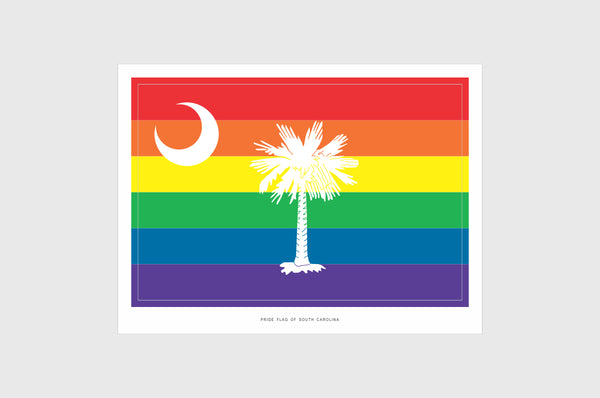 South Carolina LGBTQ Pride Flag Sticker, Weatherproof Vinyl  Pride Flag Stickers
