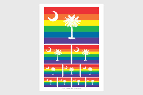 South Carolina LGBTQ Pride Flag Sticker, Weatherproof Vinyl  Pride Flag Stickers