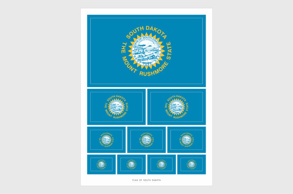 South Dakota Flag Sticker, Weatherproof Vinyl South Dakota Flag Stickers