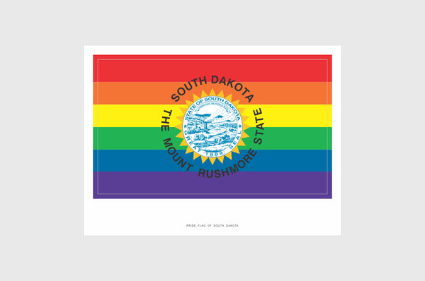 South Dakota LGBTQ Pride Flag Sticker, Weatherproof Vinyl Pride Flag Stickers