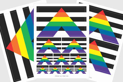 Straight Ally Flag Sticker, Weatherproof Vinyl Flag Stickers