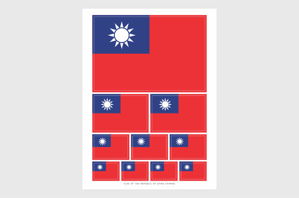 Taiwan Flag Sticker, Weatherproof Vinyl Republic of China Taiwan Flag Stickers