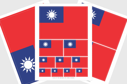 Taiwan Flag Sticker, Weatherproof Vinyl Republic of China Taiwan Flag Stickers