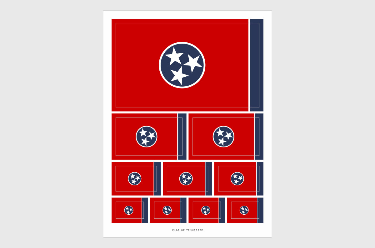 Tennessee Flag Sticker, Weatherproof Vinyl State Flag Stickers