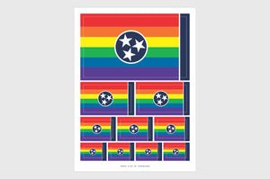 Tennessee LGBTQ Pride Flag Sticker, Weatherproof Vinyl Pride Flag Stickers