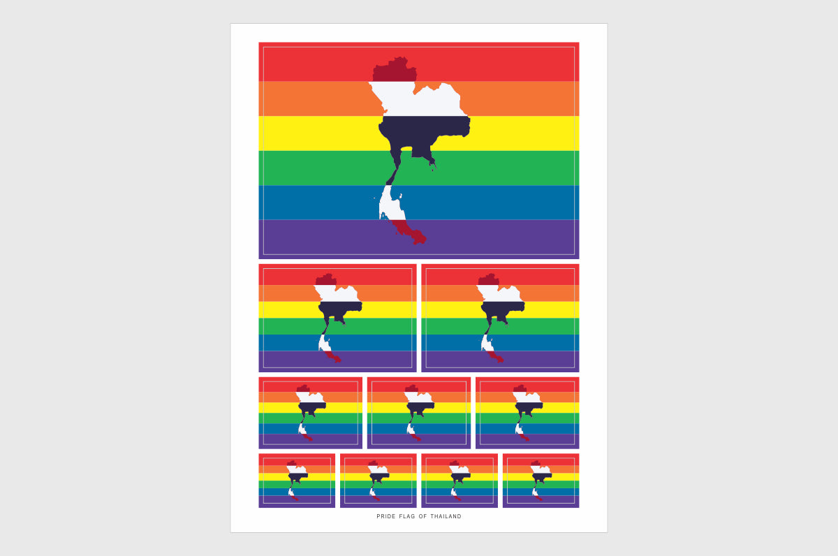 Thailand LGBTQ Pride Flag Sticker, Weatherproof Vinyl Pride Flag Stickers