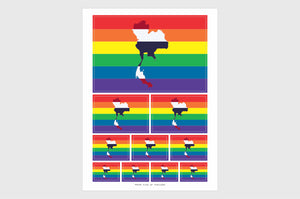 Thailand LGBTQ Pride Flag Sticker, Weatherproof Vinyl Pride Flag Stickers