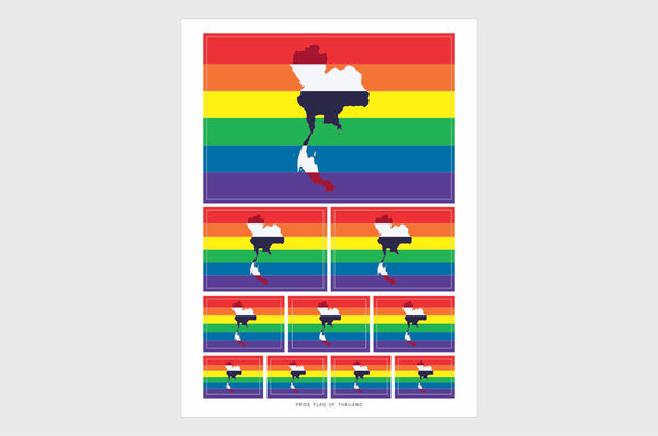 Thailand LGBTQ Pride Flag Sticker, Weatherproof Vinyl Pride Flag Stickers