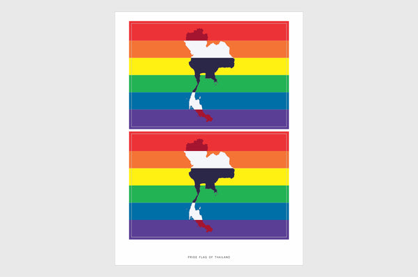 Thailand LGBTQ Pride Flag Sticker, Weatherproof Vinyl Pride Flag Stickers