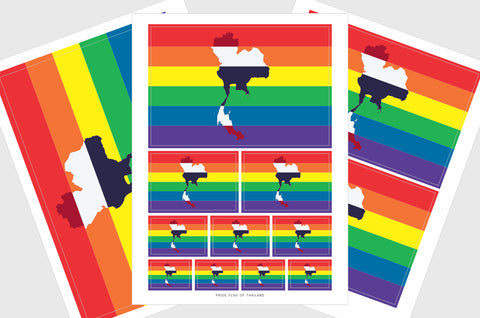 Thailand LGBTQ Pride Flag Sticker, Weatherproof Vinyl Pride Flag Stickers