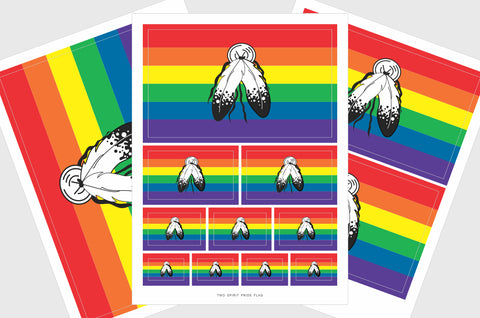 Two Spirit Pride Flag Sticker, Weatherproof Vinyl 2 Spirit LGBTQ2S Flag Stickers