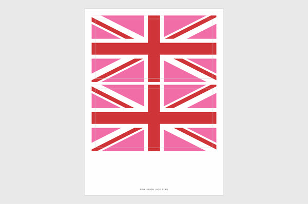 Pink United Kingdom Flag Sticker, Weatherproof Vinyl, UK, British Flag Stickers