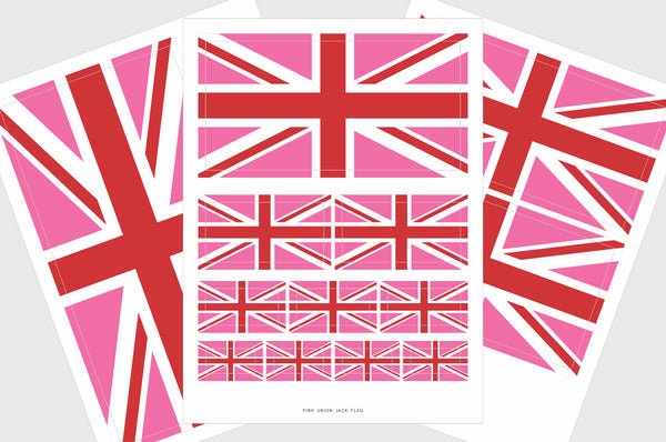 Pink United Kingdom Flag Sticker, Weatherproof Vinyl, UK, British Flag Stickers