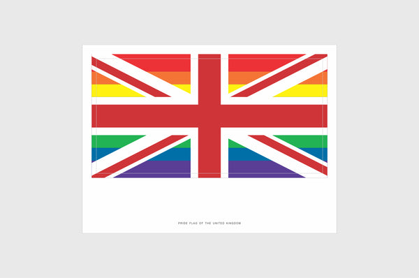 United Kingdom LGBTQ Pride Flag Sticker, Weatherproof Vinyl Pride Flag Stickers
