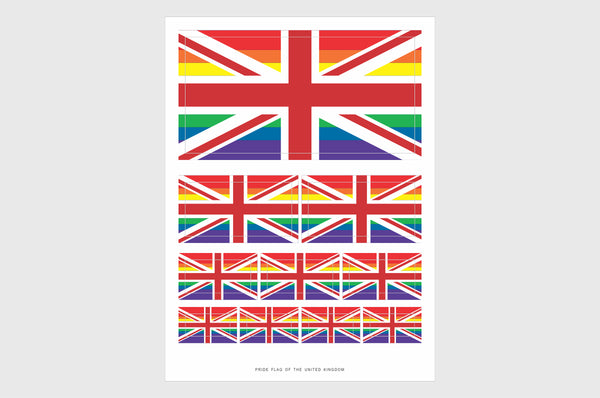 United Kingdom LGBTQ Pride Flag Sticker, Weatherproof Vinyl Pride Flag Stickers