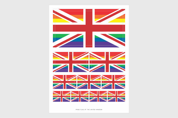 United Kingdom LGBTQ Pride Flag Sticker, Weatherproof Vinyl Pride Flag Stickers