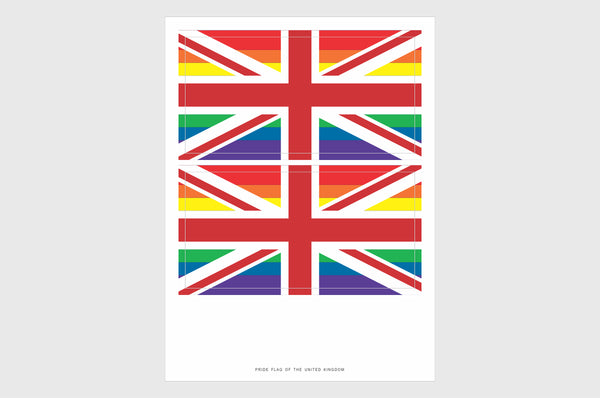 United Kingdom LGBTQ Pride Flag Sticker, Weatherproof Vinyl Pride Flag Stickers