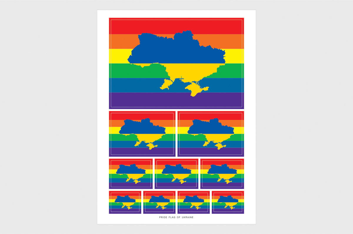 Ukraine LGBTQ Pride Flag Sticker, Weatherproof Vinyl Pride Flag Stickers