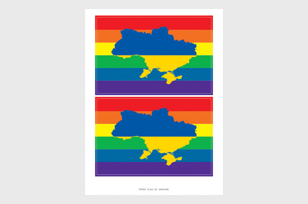 Ukraine LGBTQ Pride Flag Sticker, Weatherproof Vinyl Pride Flag Stickers