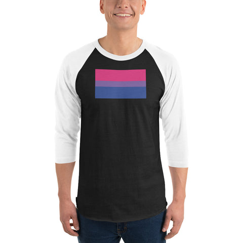 Bisexual Pride Flag 3/4 sleeve raglan shirt