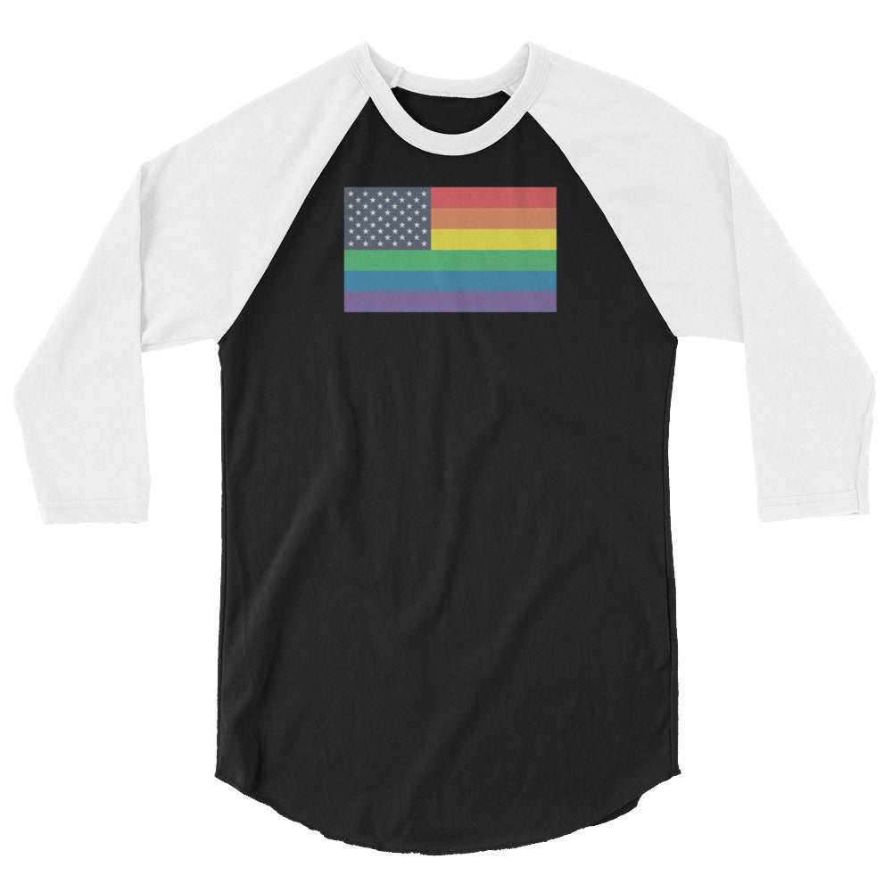 United States LGBT Pride Flag 3/4 sleeve raglan shirtS