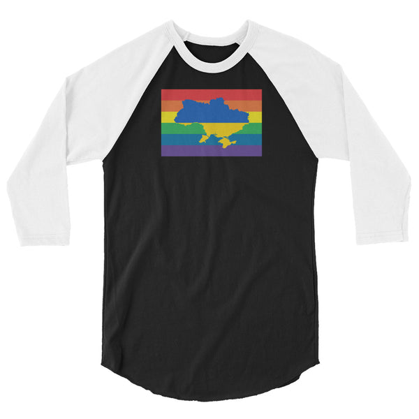 Ukraine LGBT Pride Flag 3/4 sleeve raglan shirt