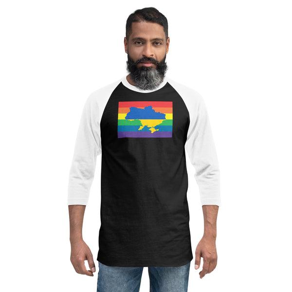 Ukraine LGBT Pride Flag 3/4 sleeve raglan shirt