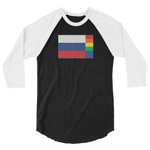 Russia LGBT Pride Flag 3/4 sleeve raglan shirt